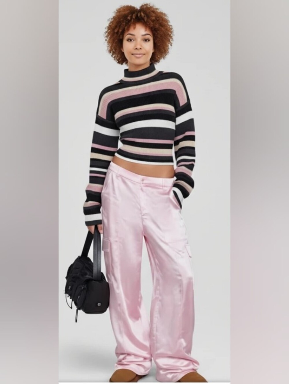 Nanushka Pink satin Wide Leg Cargo Pants